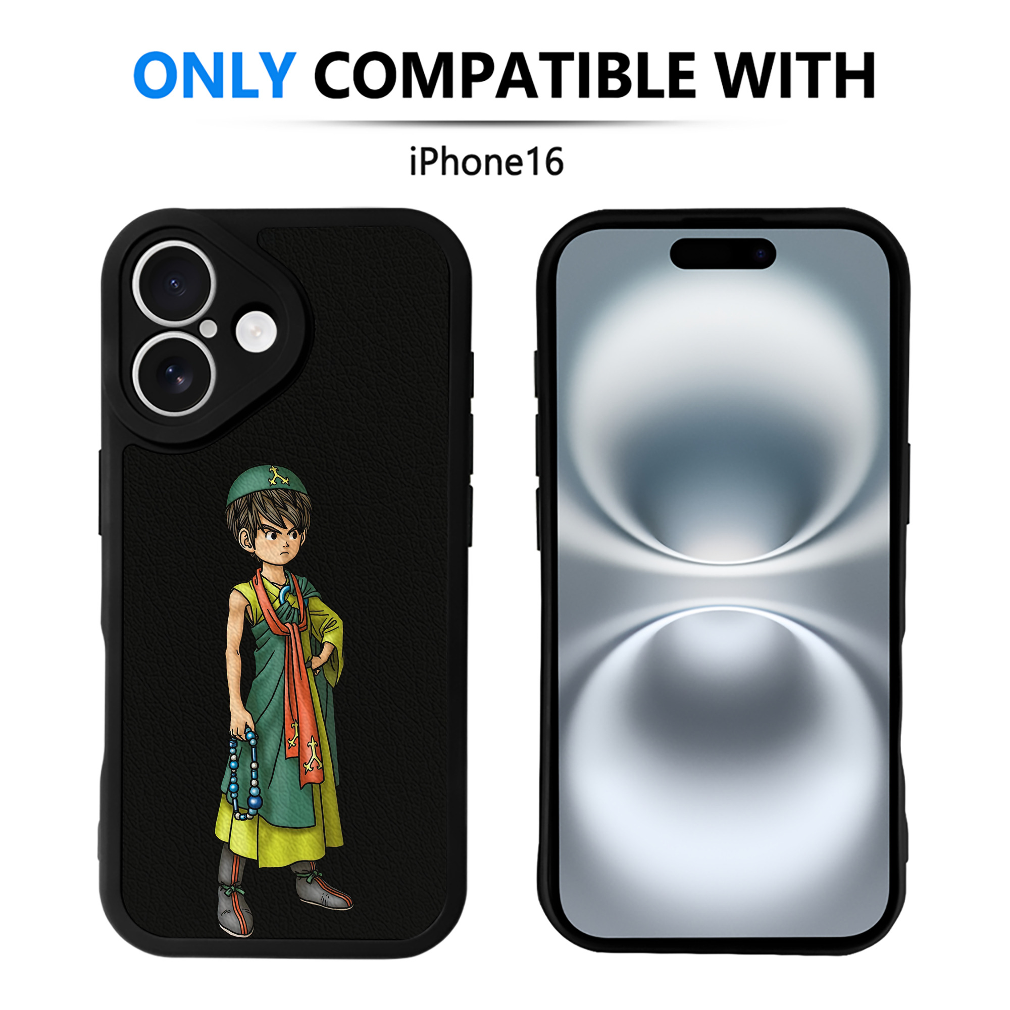 （画像用） ドラゴンクエスト Doragon Kuesuto Dragon Quest 【iPhone 16シリーズ対応】シリコンスマホケース（レザー調） 材質：シリコン